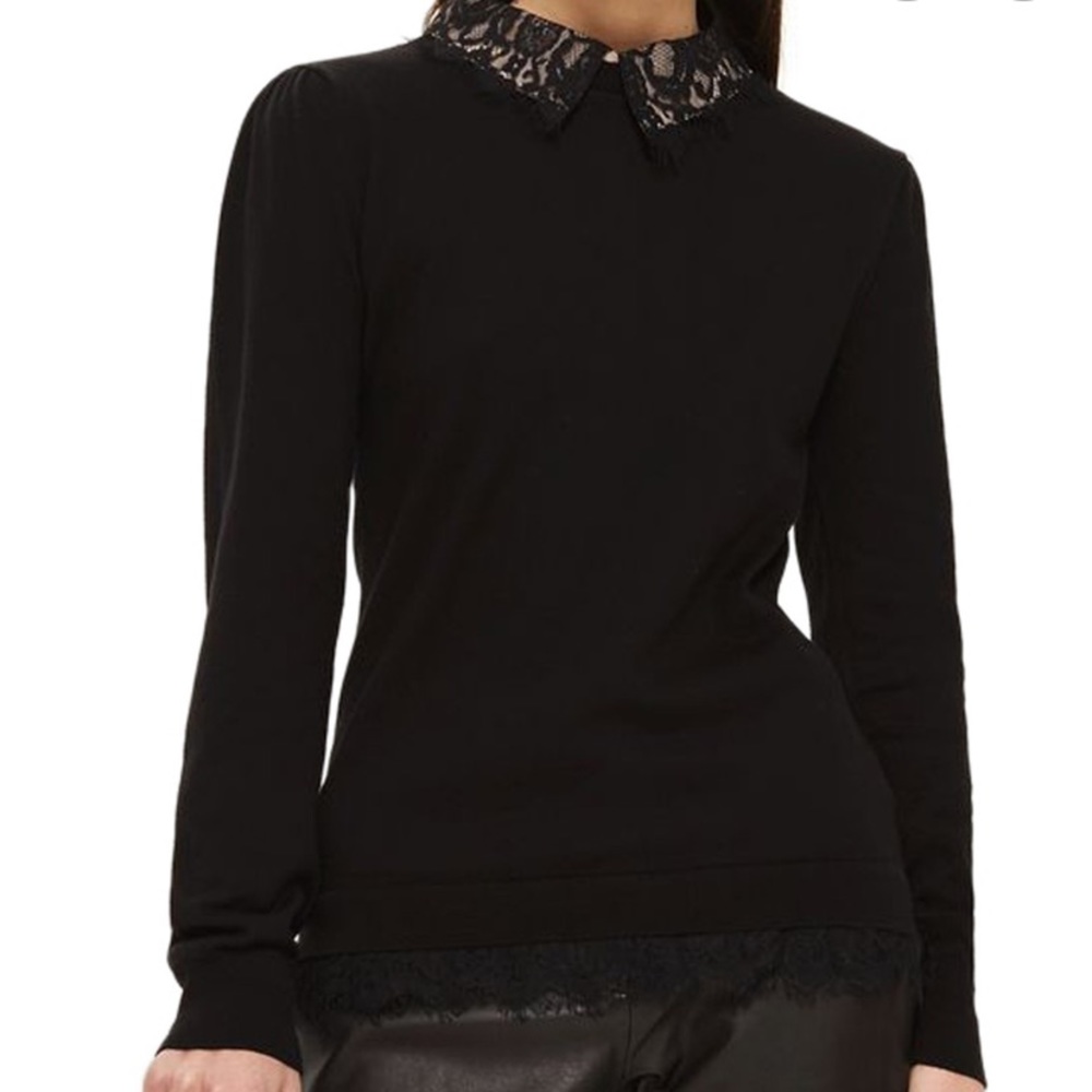 Lace collar sweater - topshop
